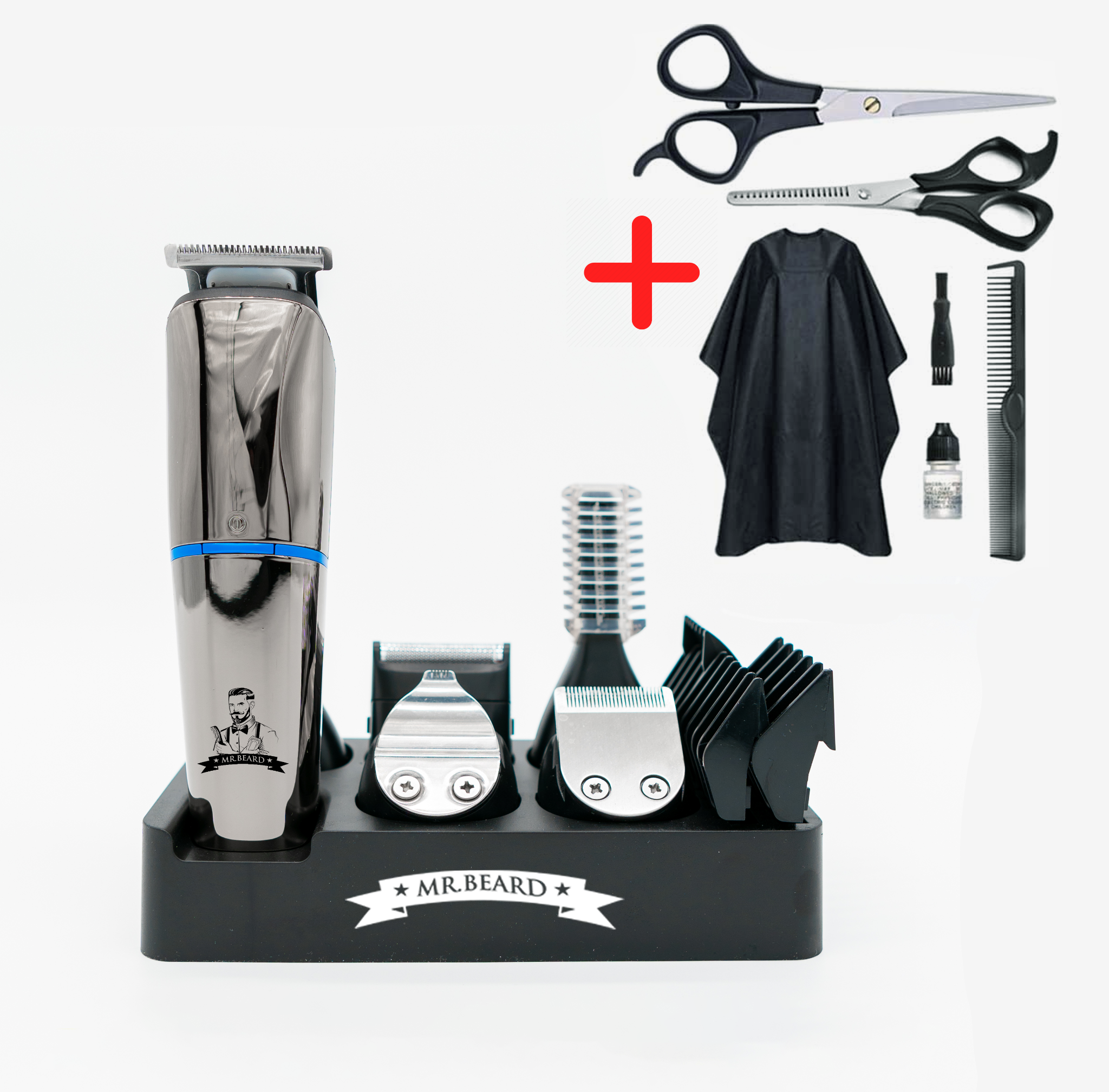Professionelt 6-i-1 skæg- og hårtrimmersæt